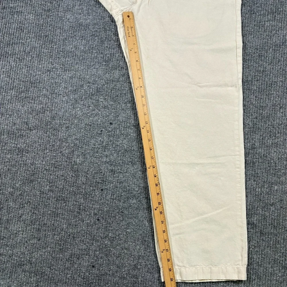 IZOD Mens Chino Pants Size 36x32 Beige‎ Cotton Linen Flat Front Mid Rise